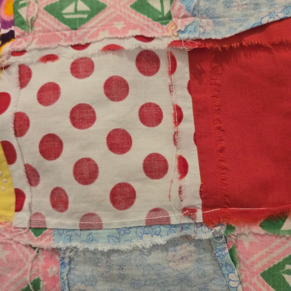 Vintage Patchwork Quilt Cropped Pants High Rise Boho Flare Artisan Small S - Picture 7 of 8